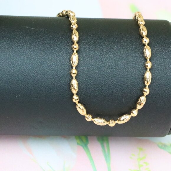 "Elegant Rose Gold Chain Necklace with Intricate Oval Bead Links, XPNL1891 - Picture 7 of 12
